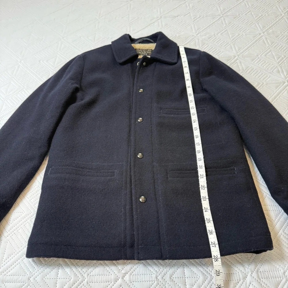 J. Crew Wool Sherpa Lined Skiff Jacket Size S Navy